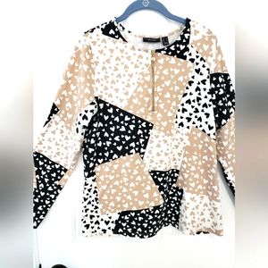 Susan Graver weekend long sleeve, zipper pull, cotton modal blend,  soft top